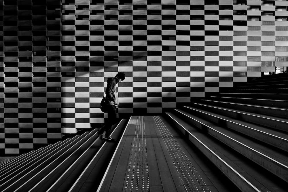 Man Ascending Stairs by Koji Sugimoto — canvas wall art