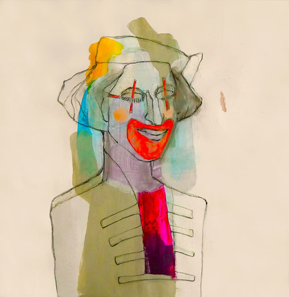 Colorful Clown Portrait by Doris Schmitz — canvas wall art
