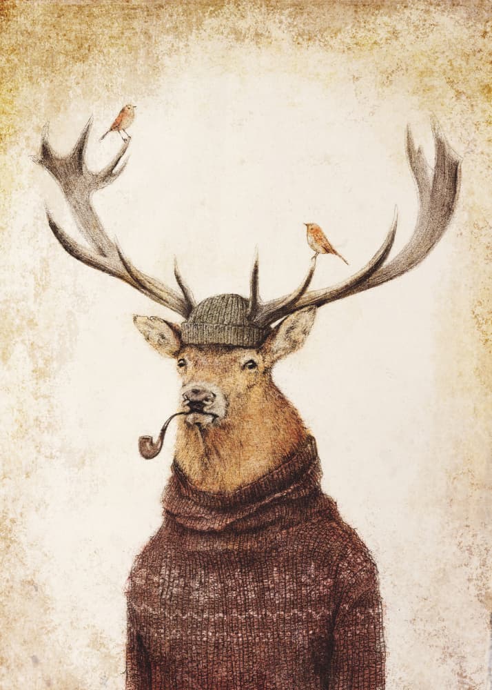 Winter Stag by Mike Koubou — canvas wall art
