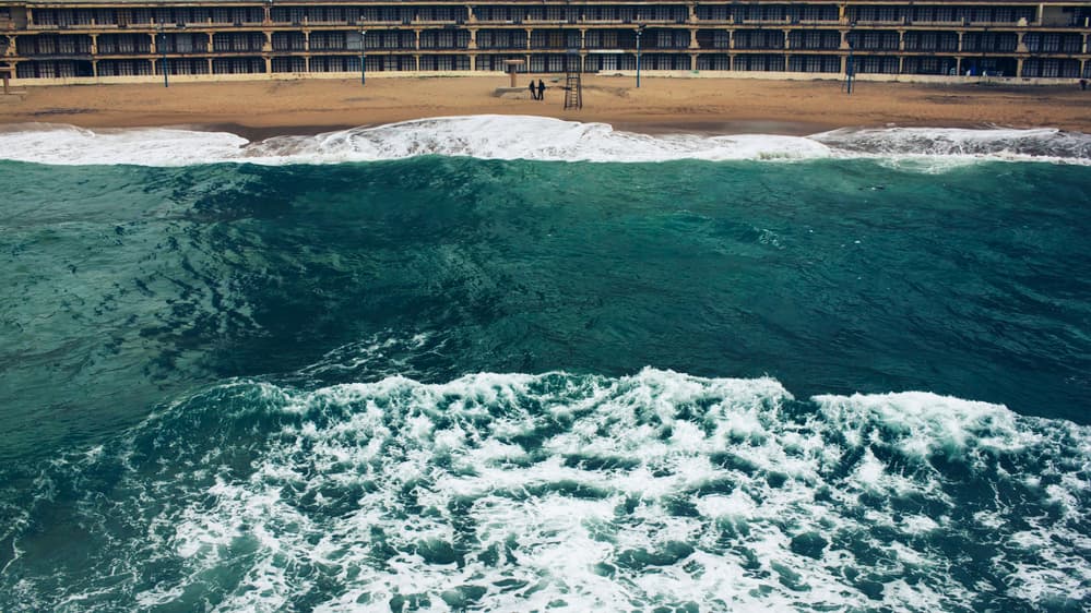 Coastal Buildings Ocean Waves by Mohamed Fawzy Kutp — canvas wall art