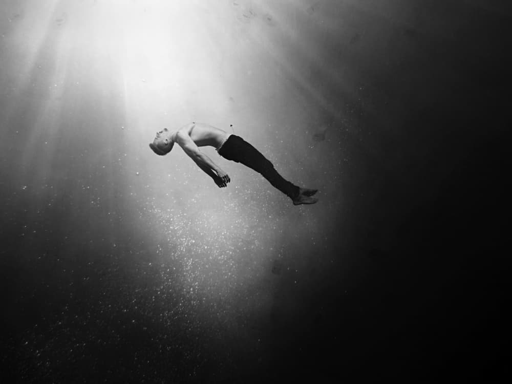 Floating Man Sun Rays by Radovan Skohel — canvas wall art