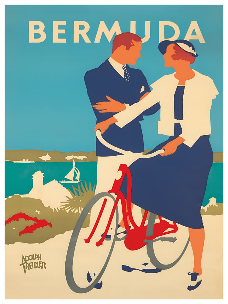 Bermuda Bicycle Couple by Chad Hyde — canvas wall art