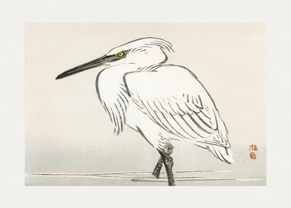 Snowy Egret by Kono Bairei — canvas wall art