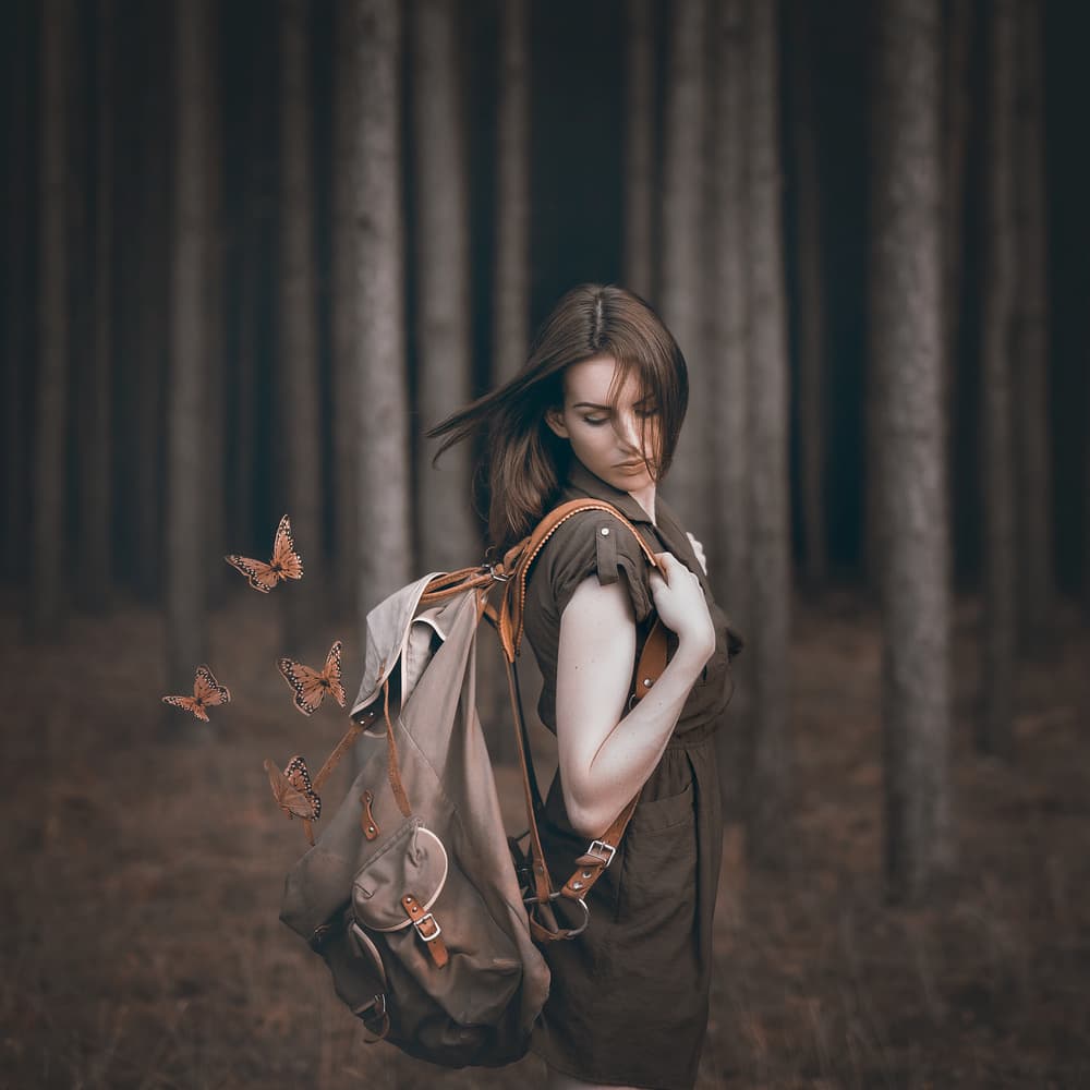 Forest Girl with Butterflies by Radovan Skohel — canvas wall art