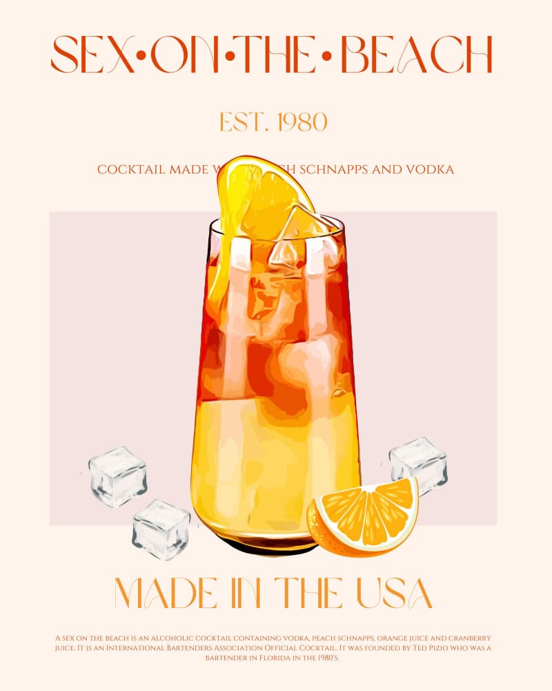 Sex on the Beach Cocktail by Nazma Khokhar — canvas wall art