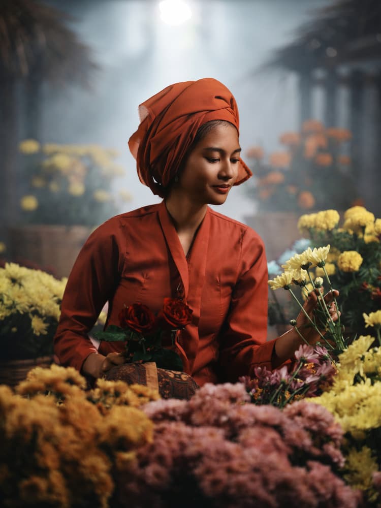 Serene Flower Market by Asep Awaludin — canvas wall art
