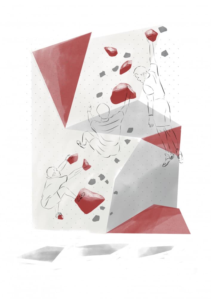 Geometric Bouldering Action by Charlotte Trudgett — canvas wall art
