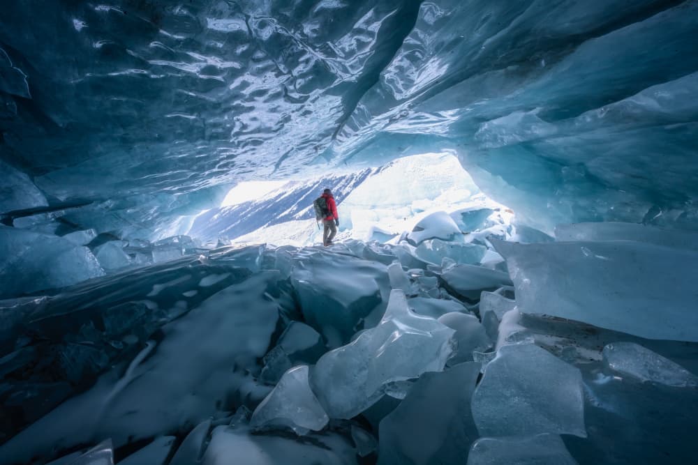 Blue Ice Cave Adventure by Yongnan Li （李永男） — canvas wall art