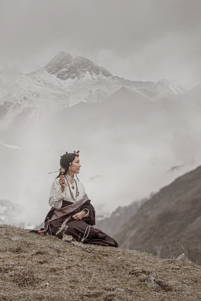 Serene Mountain Woman by 吴子诚WuZiCheng — canvas wall art