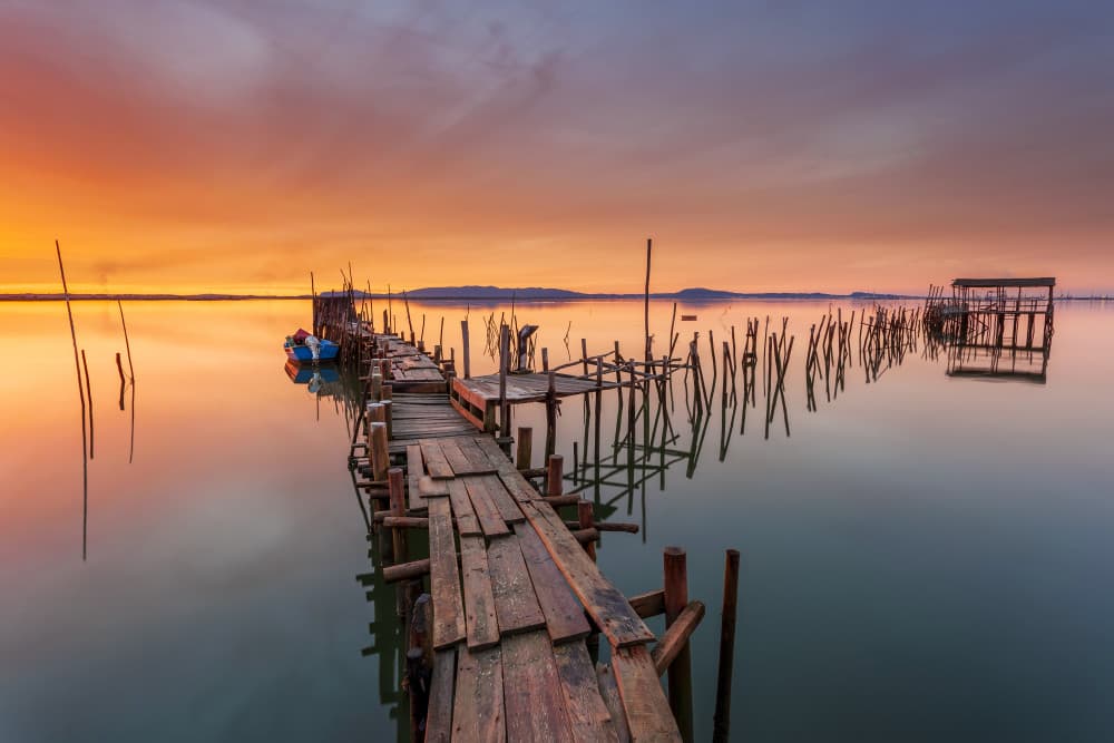 Rustic Pier Golden Sunset by Alvaro Roxo — canvas wall art