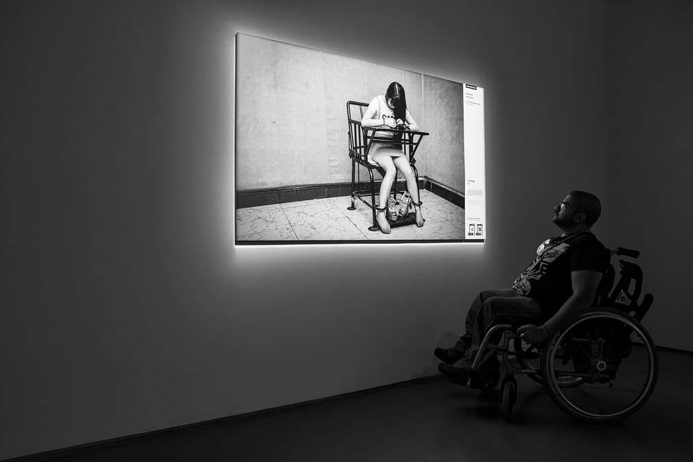 Thoughtful Man Views Art by Luis Sarmento — canvas wall art