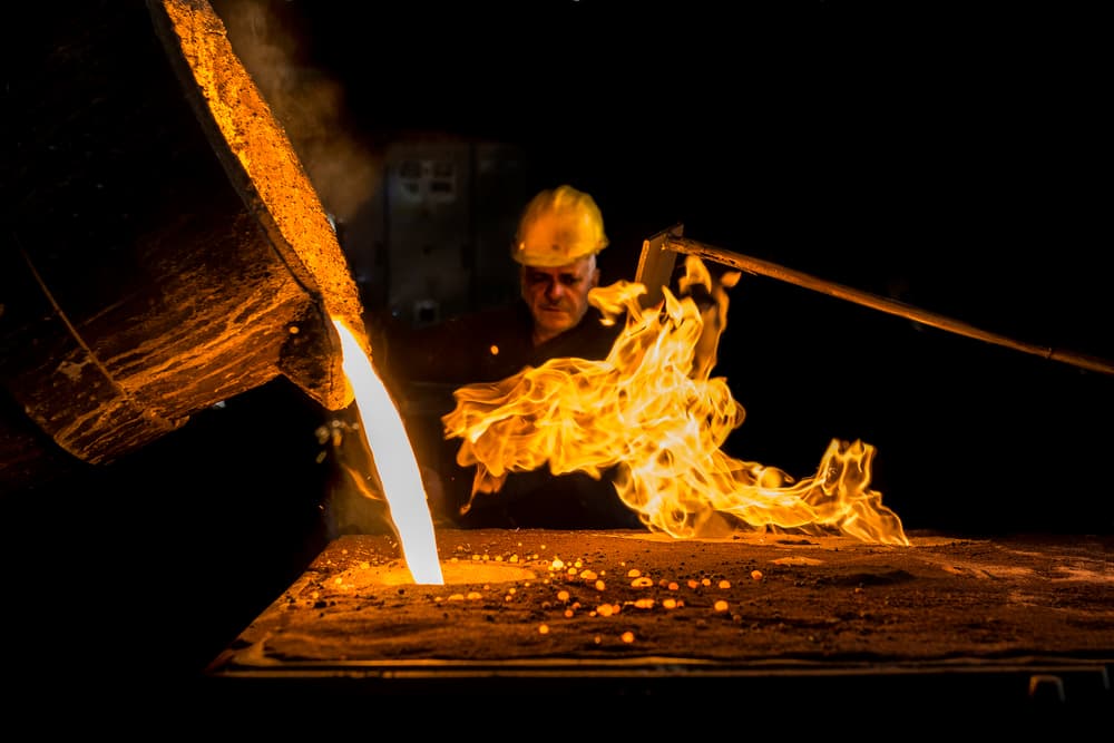 Fiery Metal Pour by Yasemin Bakan — canvas wall art