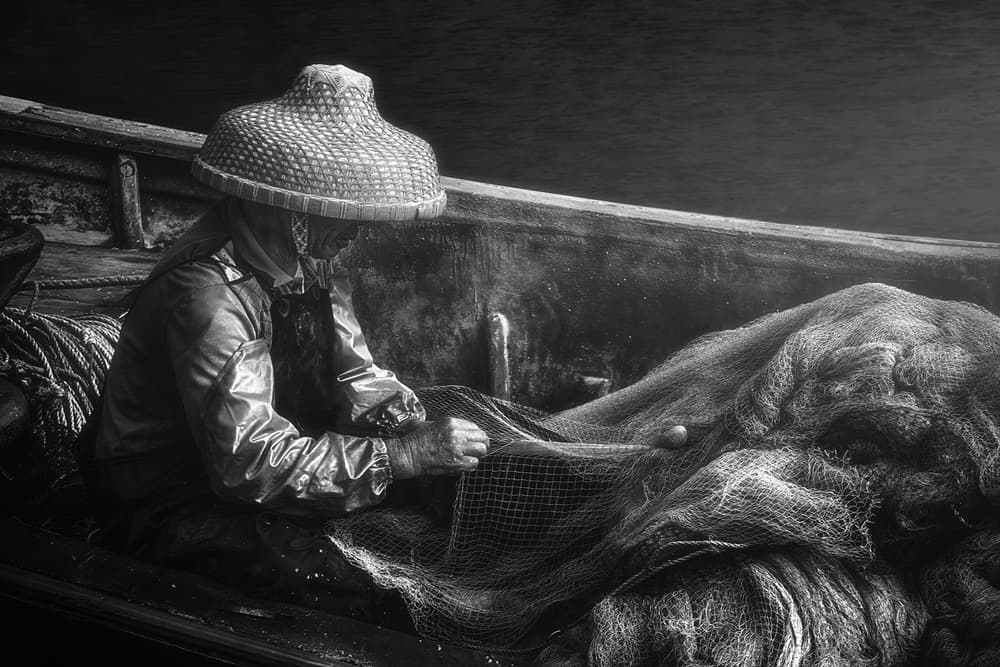 Traditional Fisherman's Work by 陆风Landwind — canvas wall art