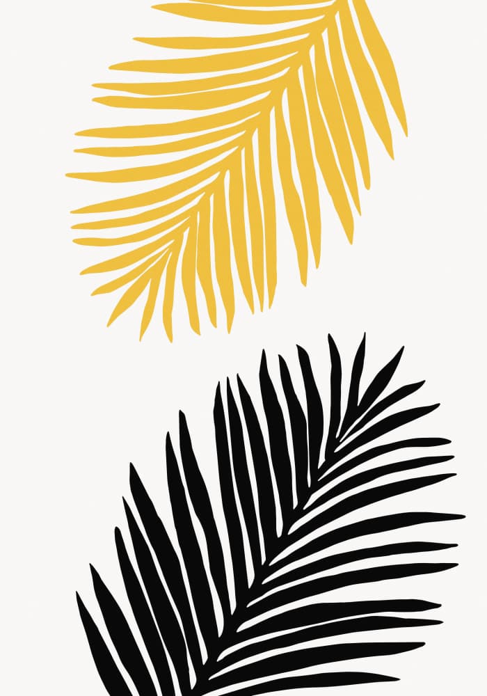 Golden Black Palm Leaves by Old Artists Studio — canvas wall art