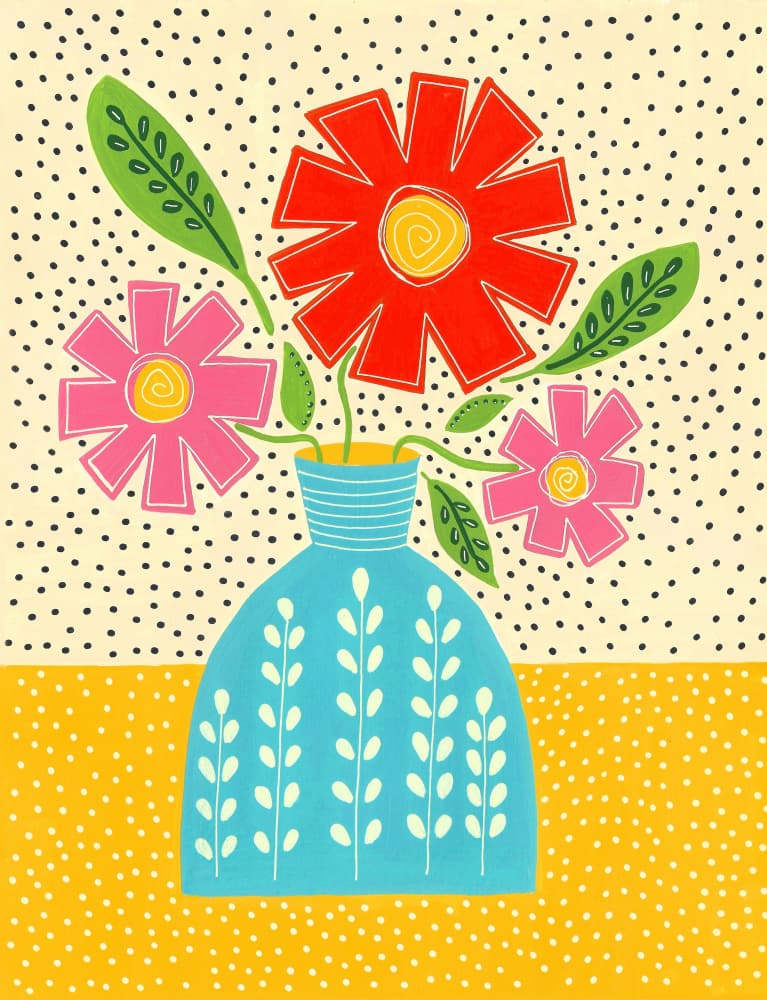 Bright Flowers In Vase by Sara Coulter — canvas wall art