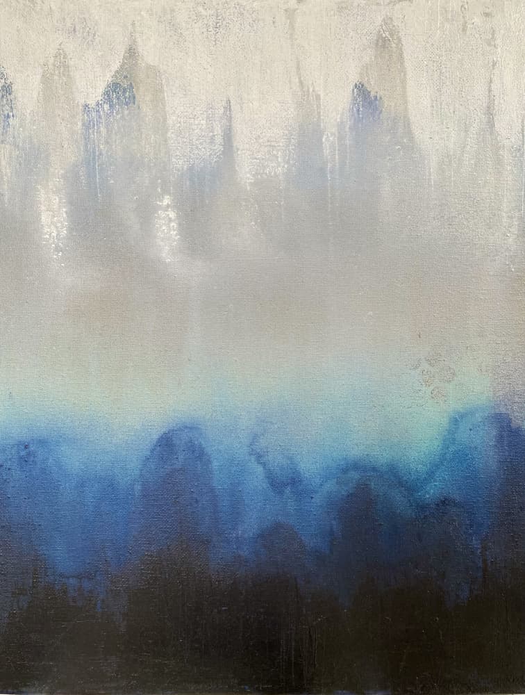 Misty Blue Mountains by Berit Pihl — canvas wall art