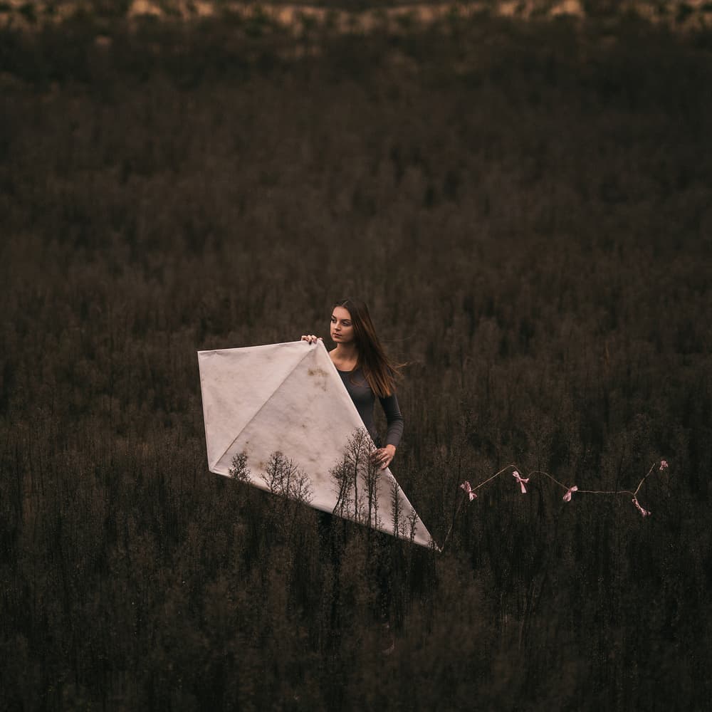 Girl With Tree Kite by Radovan Skohel — canvas wall art