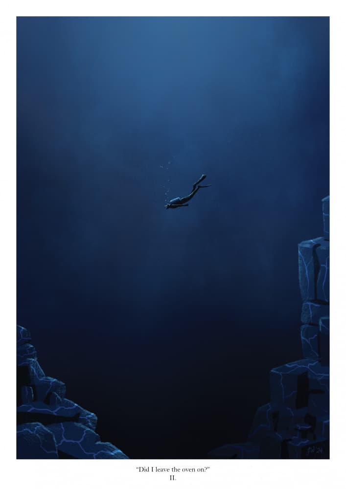 Deep Blue Diver by Jake Waldron — canvas wall art