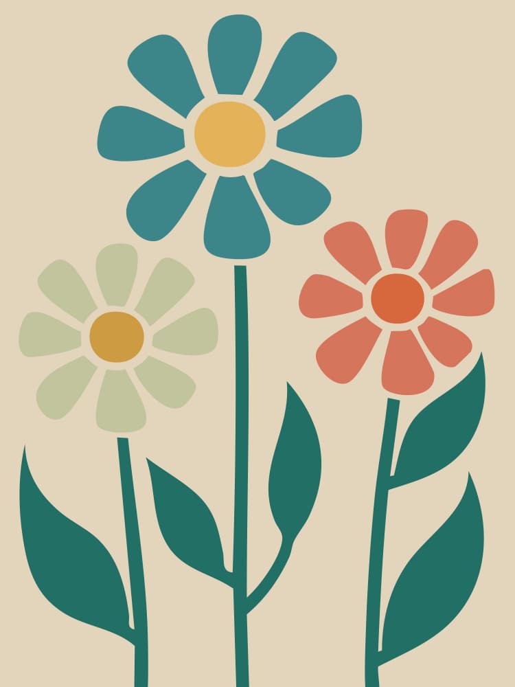 Colorful Retro Flowers by Andreas Magnusson — canvas wall art