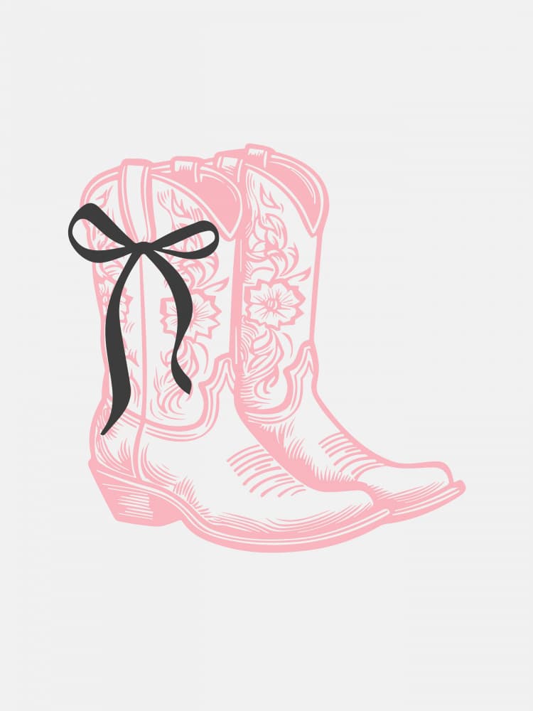 Pink Cowboy Boots Bow by Jolly and Dash — canvas wall art