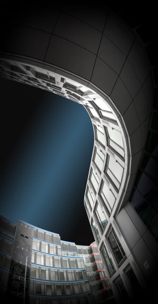 Skyward Architectural Curve by Jörg  Vollrath — canvas wall art