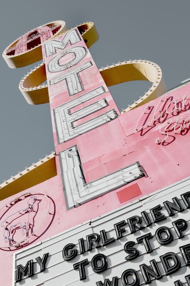 Pink Retro Motel Sign by Old Artists Studio III — canvas wall art