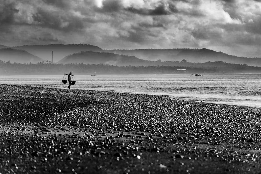 Lone Figure Coastal Walk by PRADEEP RAJA — canvas wall art
