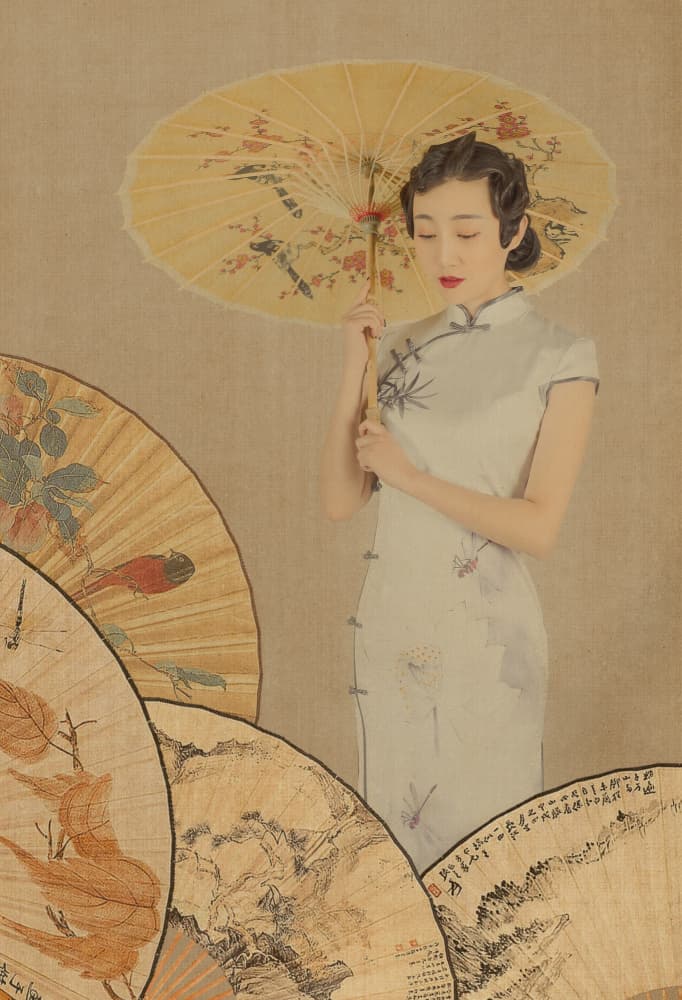 Serene Cheongsam Portrait by 吴子诚WuZiCheng — canvas wall art