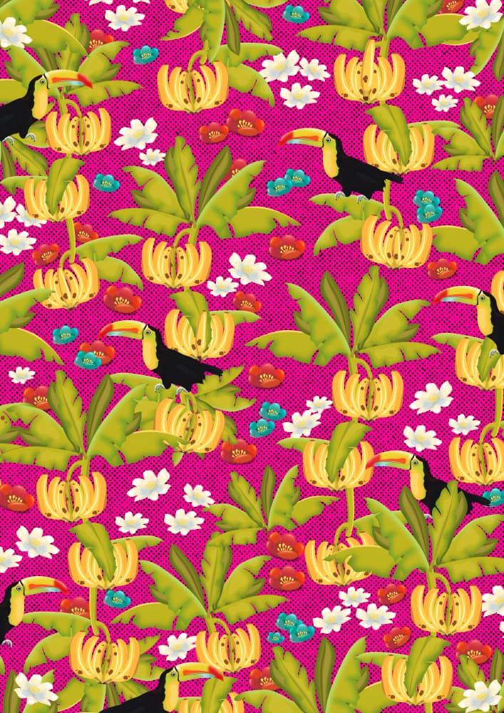 Pink Tropical Toucans by Nicholas — canvas wall art