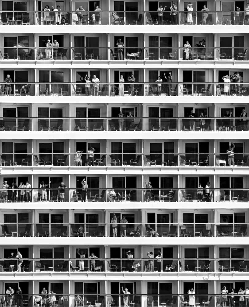 Ship Balconies Waving Crowd by Franz Baumann — canvas wall art