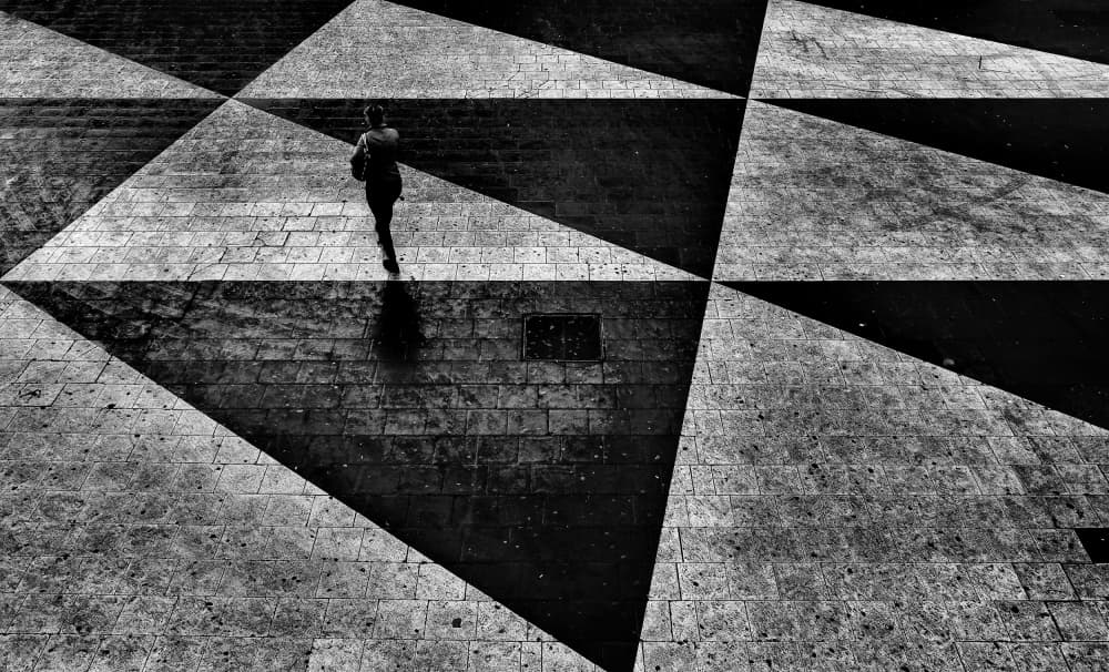 Geometric Street Walker by ihyabozkurt — canvas wall art