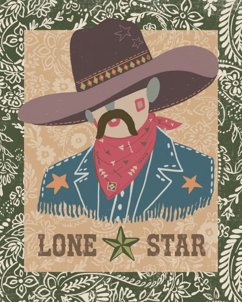 Lone Star Cowboy by Radhika Modi — canvas wall art