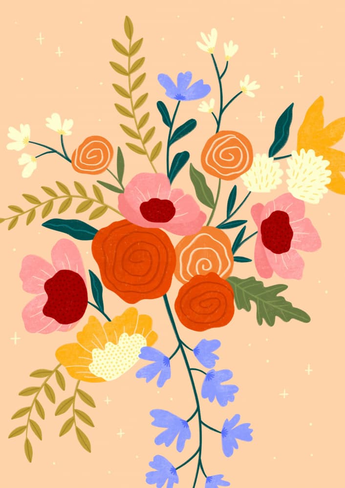 Colorful Floral Bouquet by Bea Müller — canvas wall art