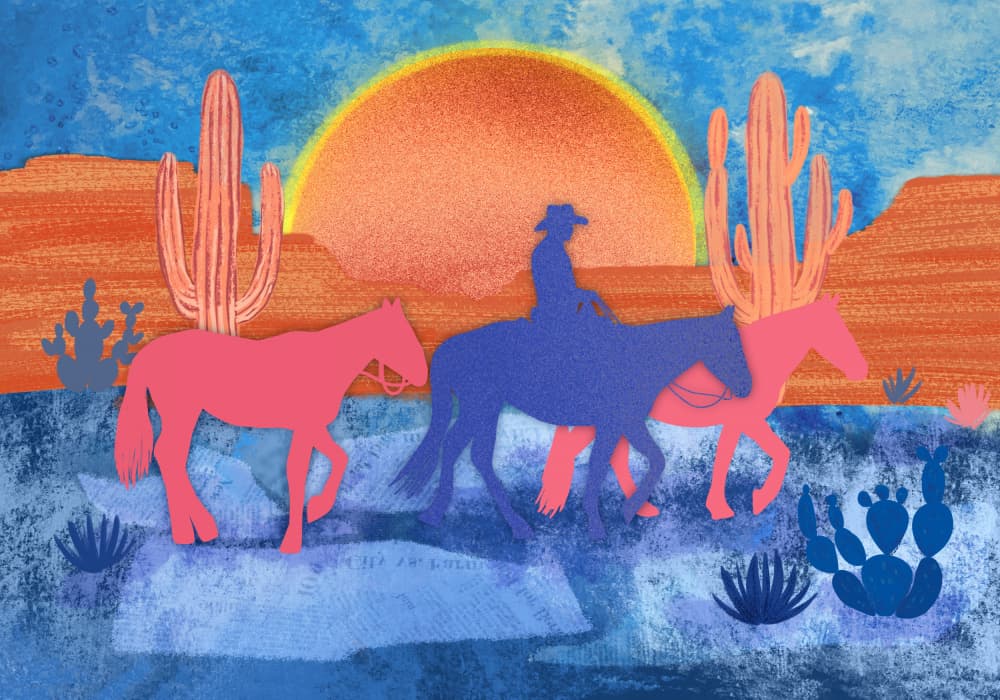 Cowboy Desert Journey by Aliya Putrus — canvas wall art