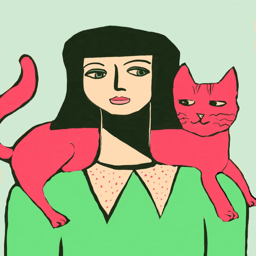 Woman and Pink Cats by Sharyn Bursic — canvas wall art