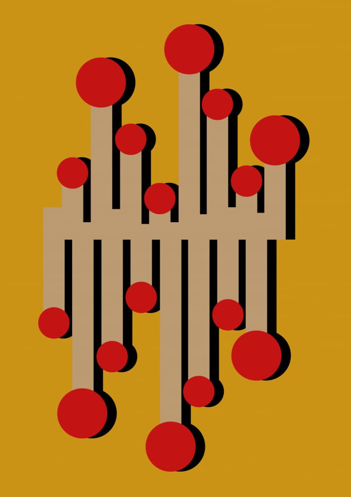 Geometric Red Circles by Frances Collett — canvas wall art