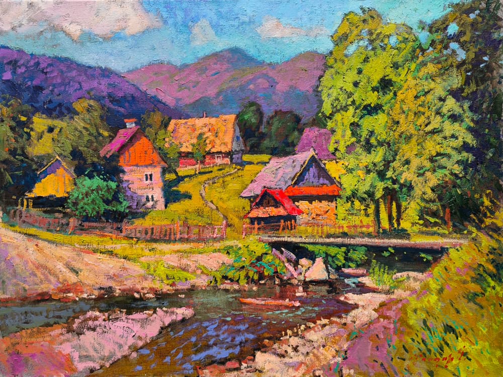 Colorful Mountain Village by Alexander Shandor — canvas wall art