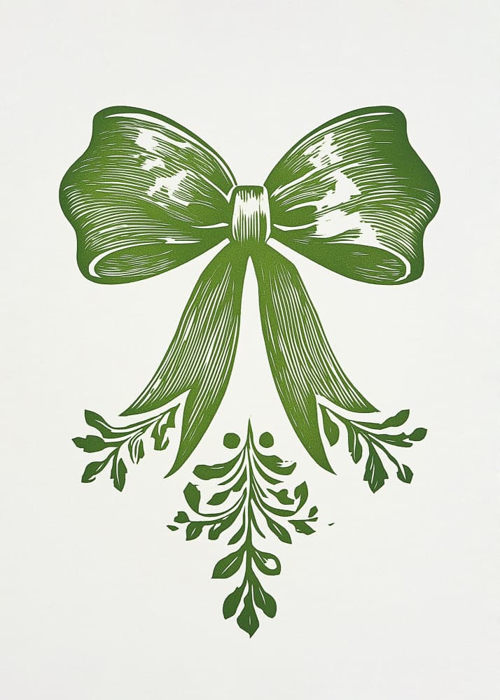 Classic Green Bow by Old Artists Studio IV — canvas wall art