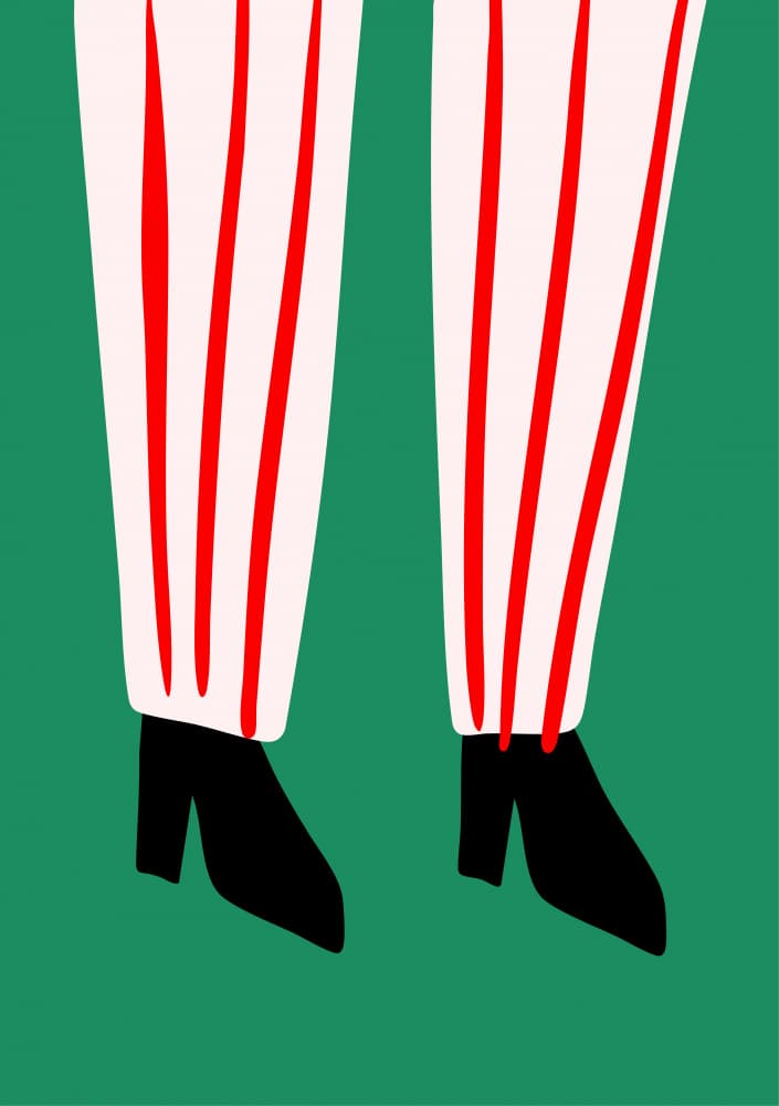 Red Striped Pants by Sudevi Sen — canvas wall art