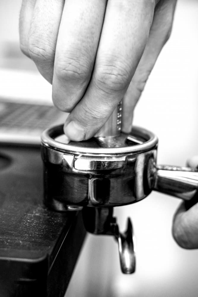 Hand Tamping Espresso by Old Artists Studio III — canvas wall art