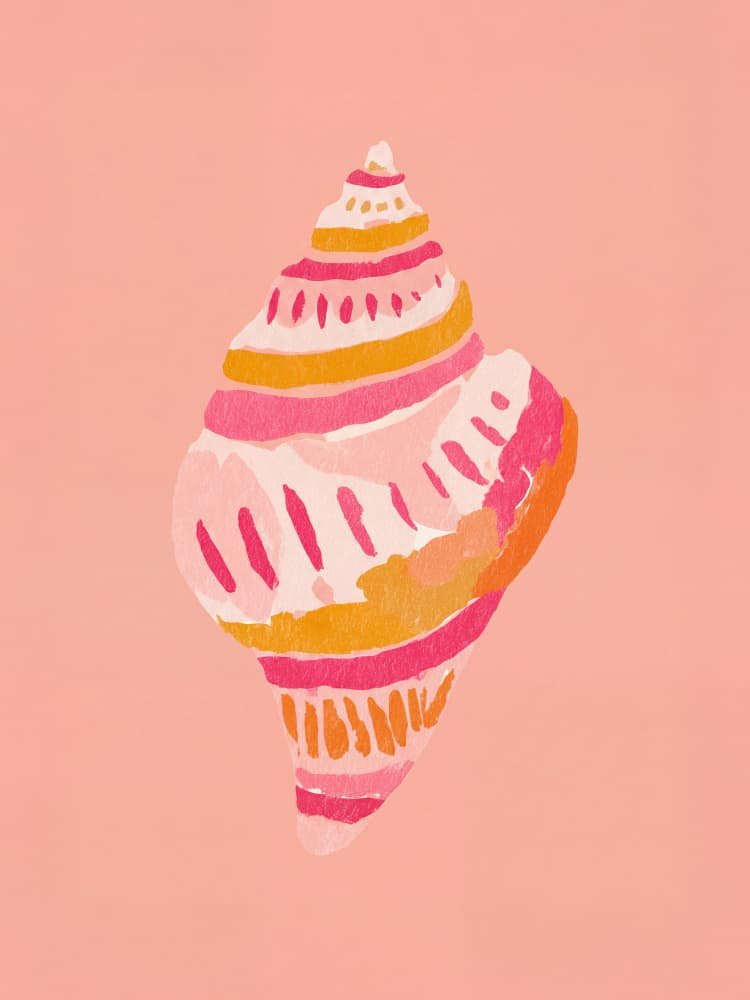 Vibrant Coastal Seashell by Mathieu — canvas wall art