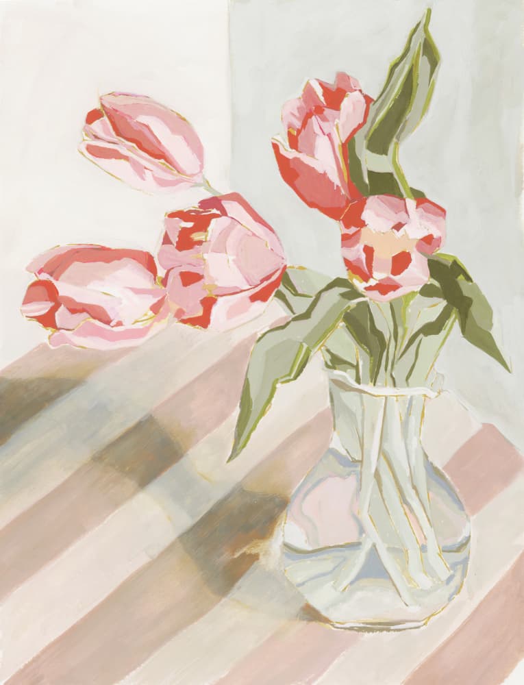 Pink Tulips in Vase by Lucrecia Caporale — canvas wall art