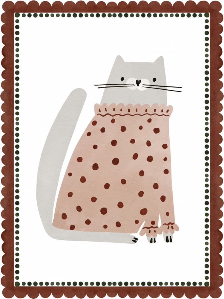 Polka Dot Feline by Treechild — canvas wall art