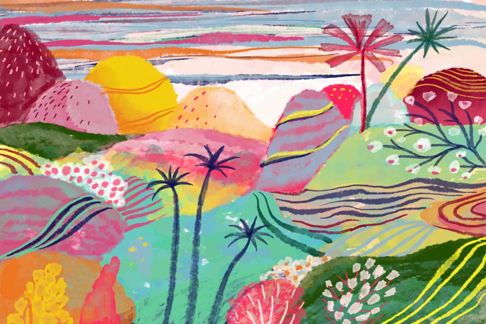 Colorful Paradise Hills by uta krogmann — canvas wall art