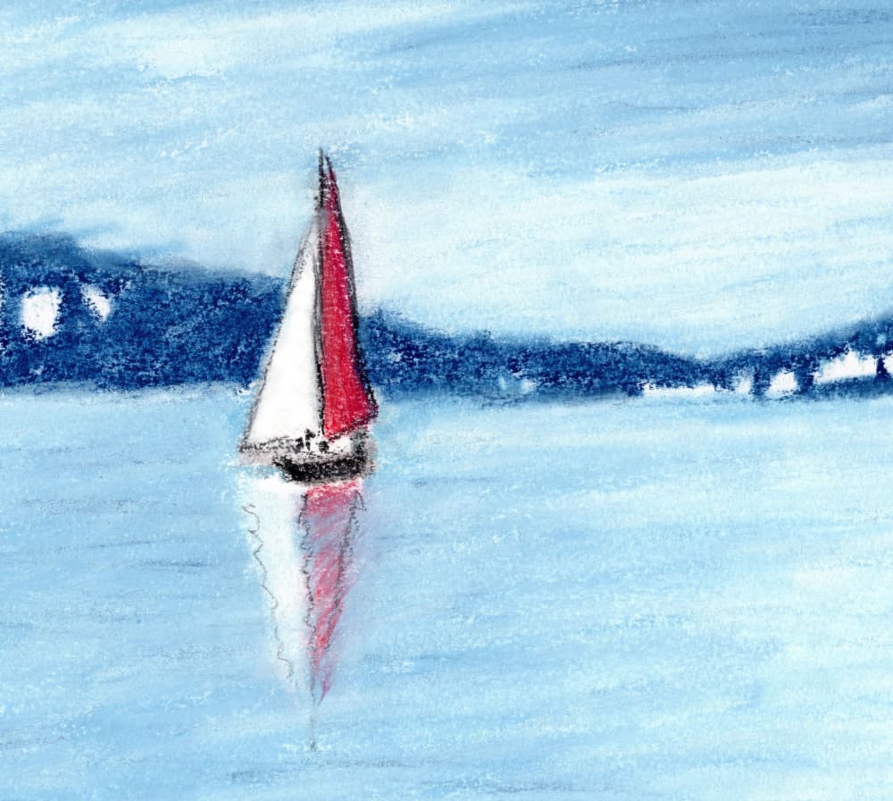 Red Sailboat Serenity by Janel Bragg — canvas wall art