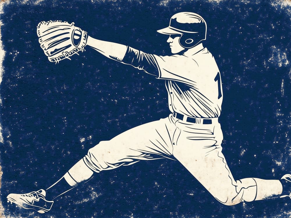 Vintage Baseball Pitcher by Old Artists Studio IV — canvas wall art