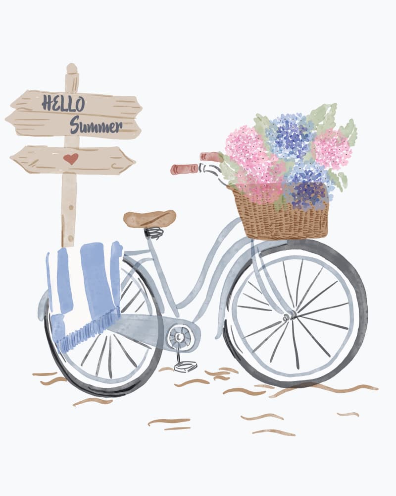 Hello Summer Bicycle by Radhika Modi — canvas wall art