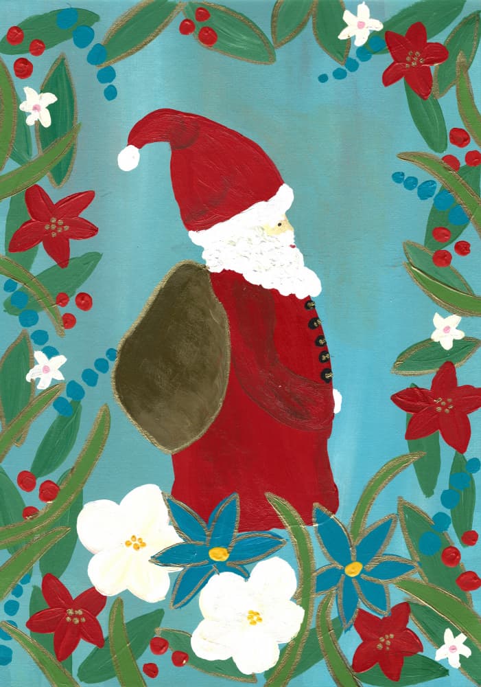 Whimsical Christmas Santa by Janine Brewster — canvas wall art