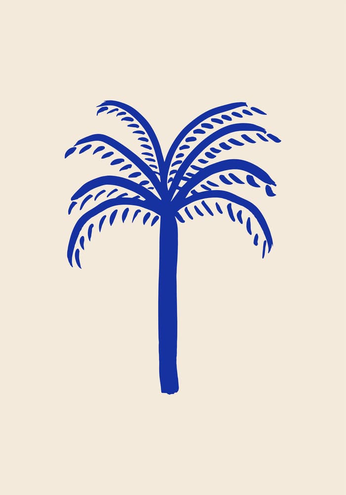 Minimalist Blue Palm Tree by Old Artists Studio — canvas wall art