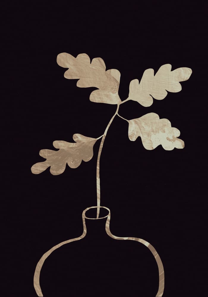 Elegant Oak Leaf Vase by Old Artists Studio II — canvas wall art